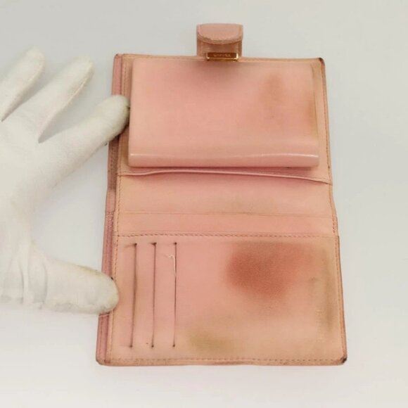 CHANEL Grained Calf Skin COCO Mark Bifold Wallet Pink Gold CC Auth am8671 - Picture 12 of 16